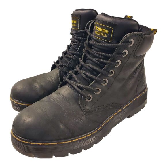 DR. MARTENS INDUSTRIAL Boots Mens Size 10 Black Leather Combat Lace Up Workwear main image 8
